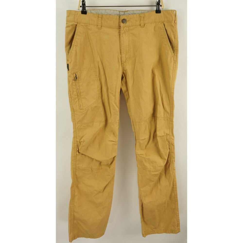 Quechua Mens 38 x 34 Tan Woven Cotton Articulating Zip Cargo Outdoor Hiking Pant